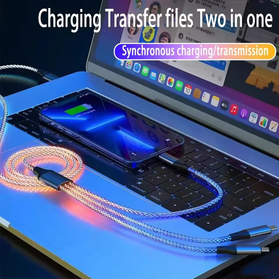 1M Type C to Type C Fast Charging Cable | RGB Luminous Data Cord