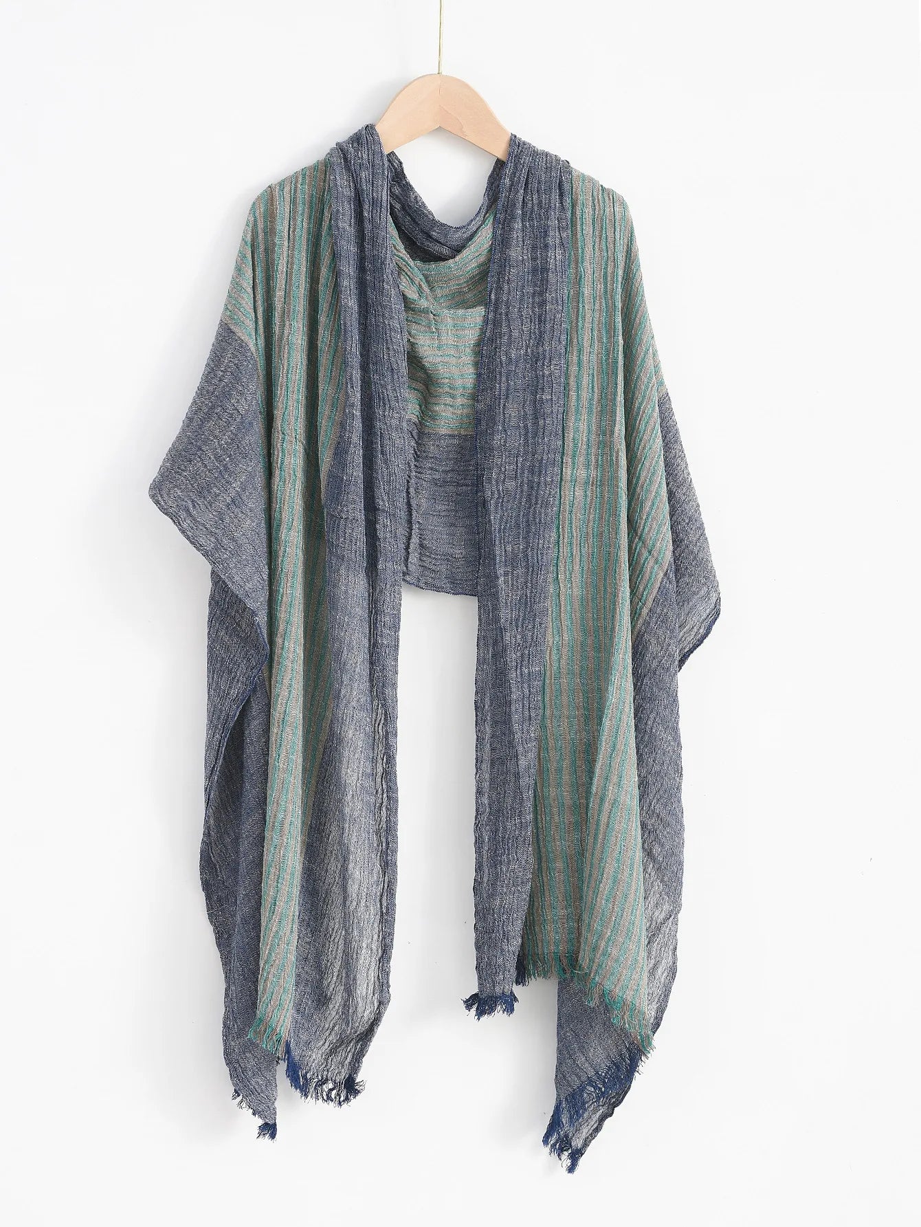 Fashionable Men's Cotton Linen Scarf | Warm Striped Neckerchief