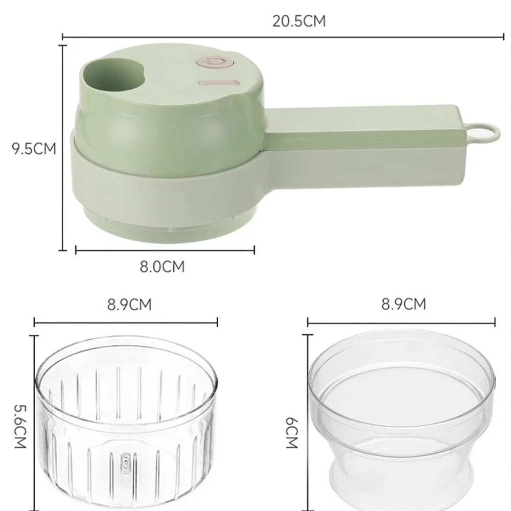4-in-1 Electric Garlic Mincer & Vegetable Cutter Set | Easy Clean