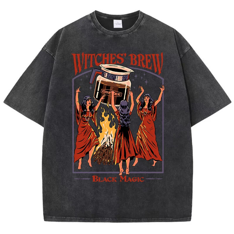 Breathable Cotton Casual Tee | Vintage Black Magic T-Shirt