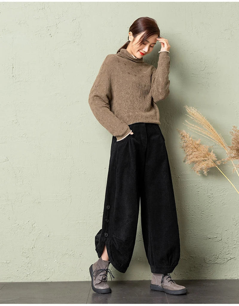 Women’s Warm Corduroy Harem Trousers | Casual Streetwear Pants 2026