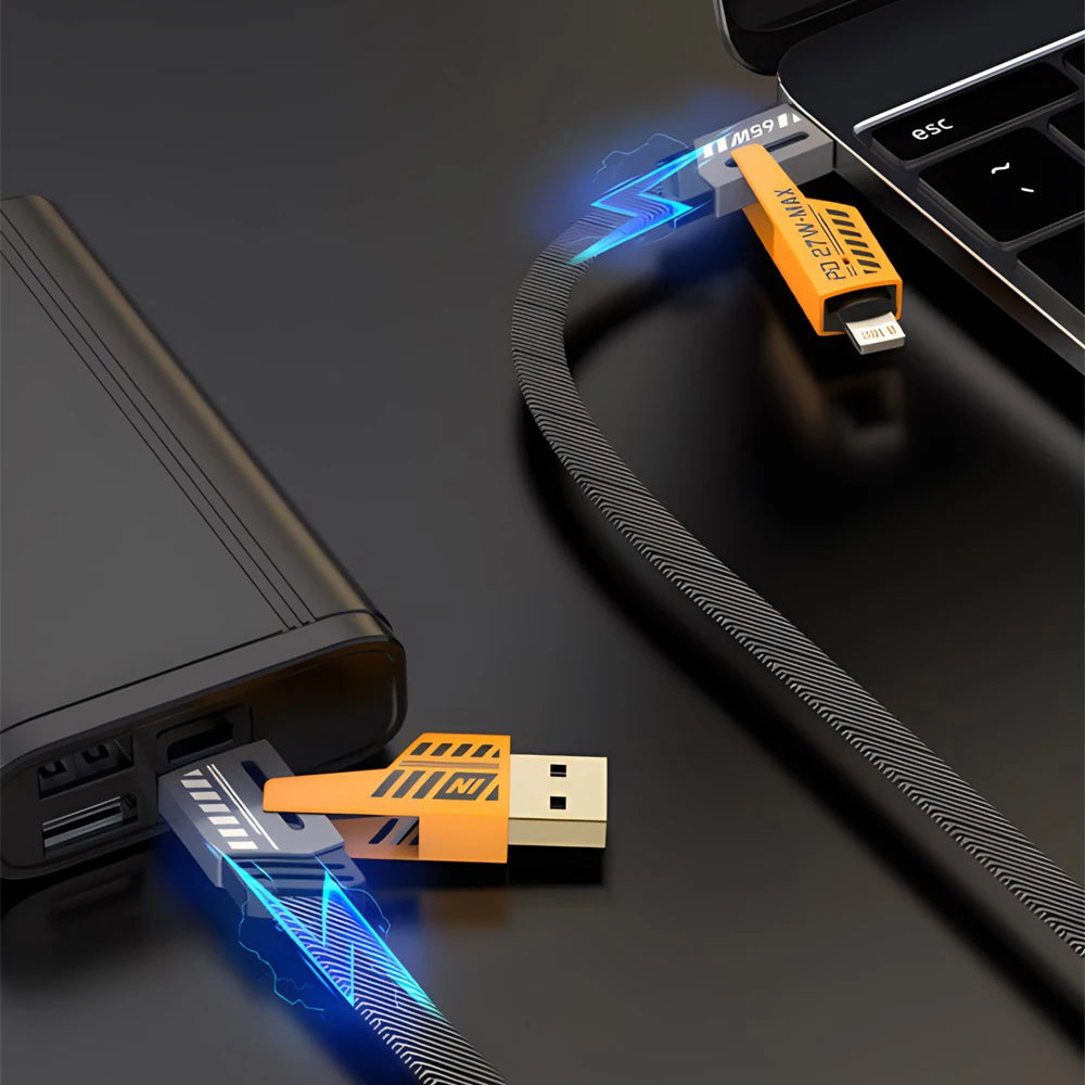 4-in-1 1-2PCS 1M 65W Type C USB Fast Charging Cable For iPhone 15 14 13 12 11 Pro Max iPad PD 27W USB C Cable