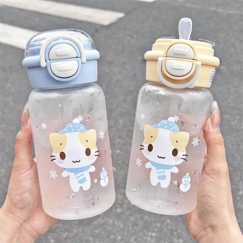 500ML Cute Cat Water Bottle | Portable Straw Cup for Kids