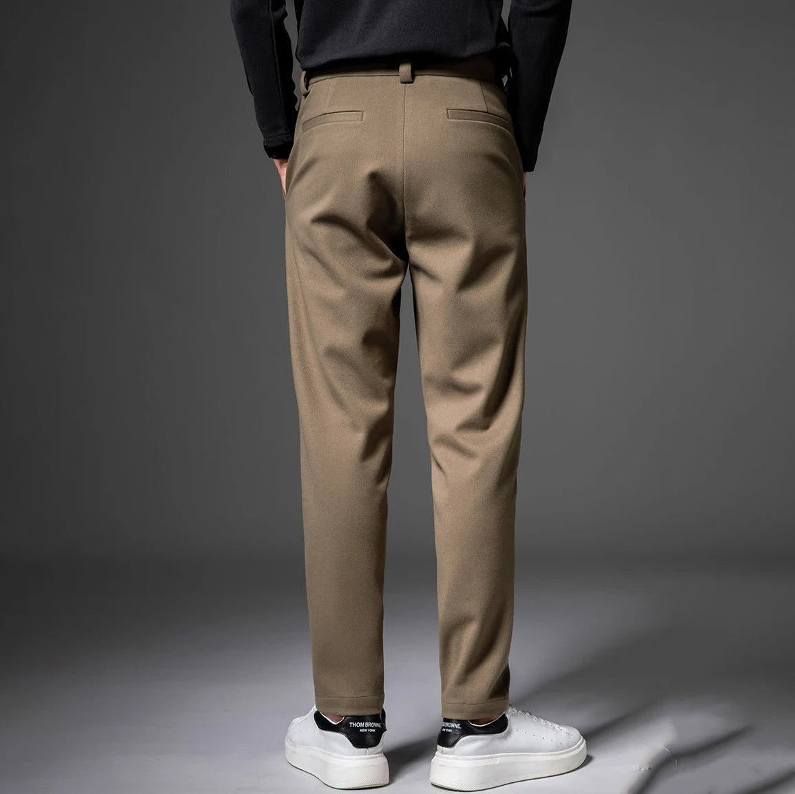 High-Quality Brown Woolen Straight Casual Pants for Men