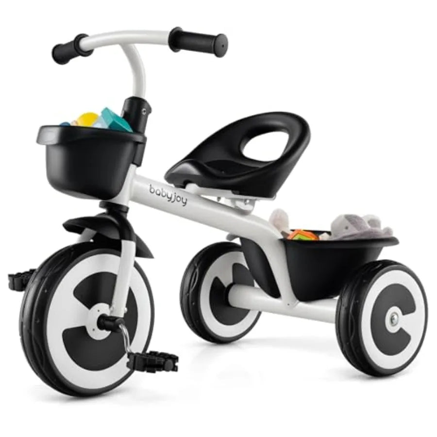 Adjustable White 3-Wheel Toddler Tricycle | Safe & Fun Ride