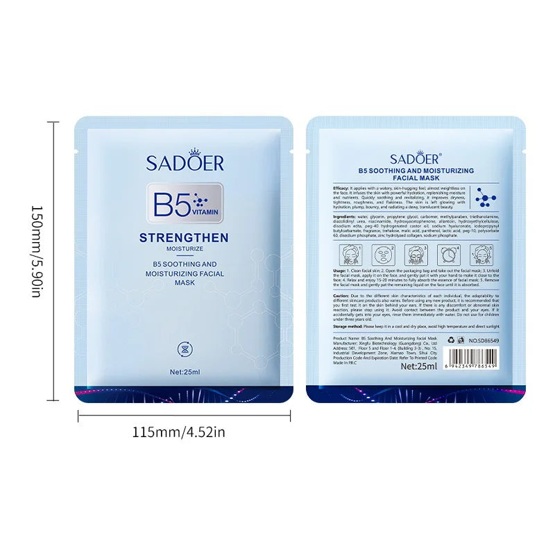 10pcs Vitamin B5 Sheet Mask | Hydrating & Soothing Face Care