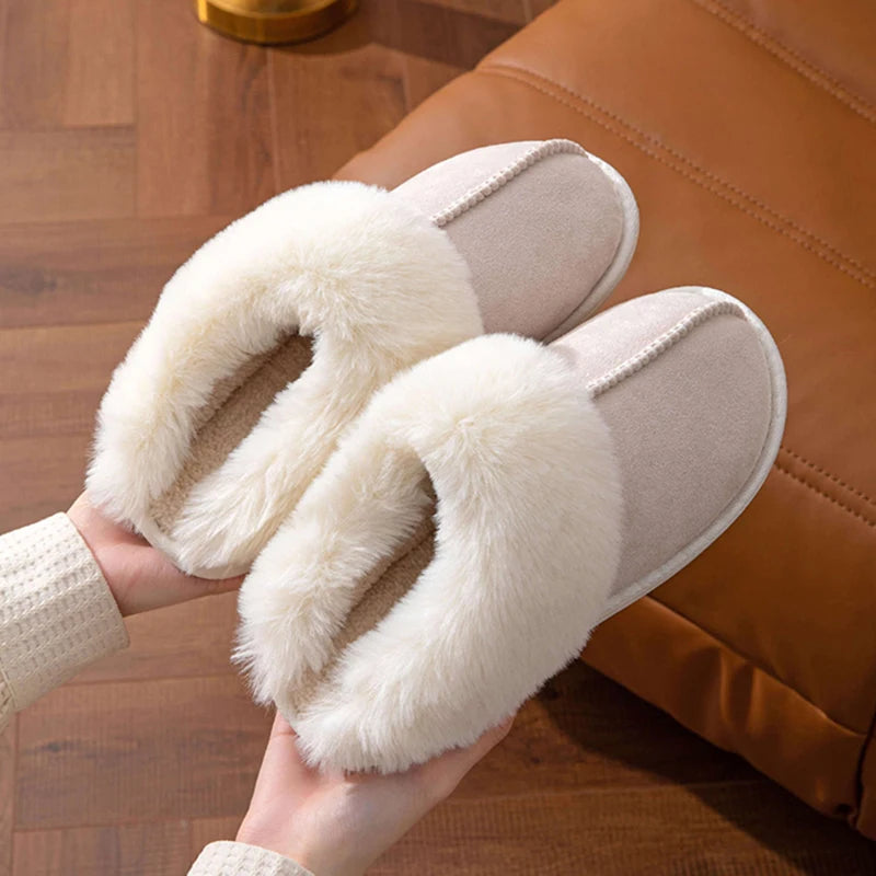Winter Warm Faux Suede Fur Slippers | Cozy Plush Indoor Slides