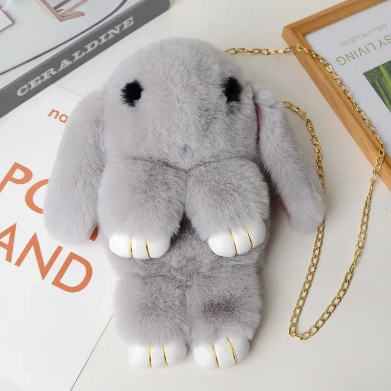 Bonito bolso bandolera de conejo de peluche | Encantador diseño cruzado