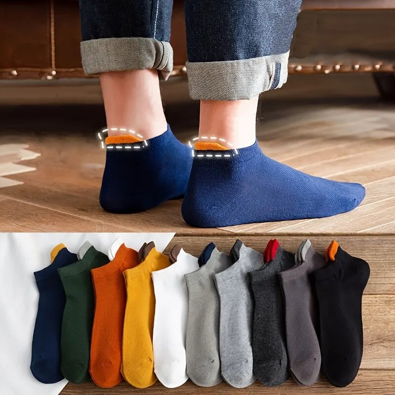 10 Pairs Men’s Cotton Short Socks | Breathable Low-Cut Ankle Socks