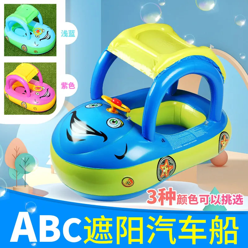Inflatable Baby Swim Ring with Sun Shade | Toddler Pool Fun