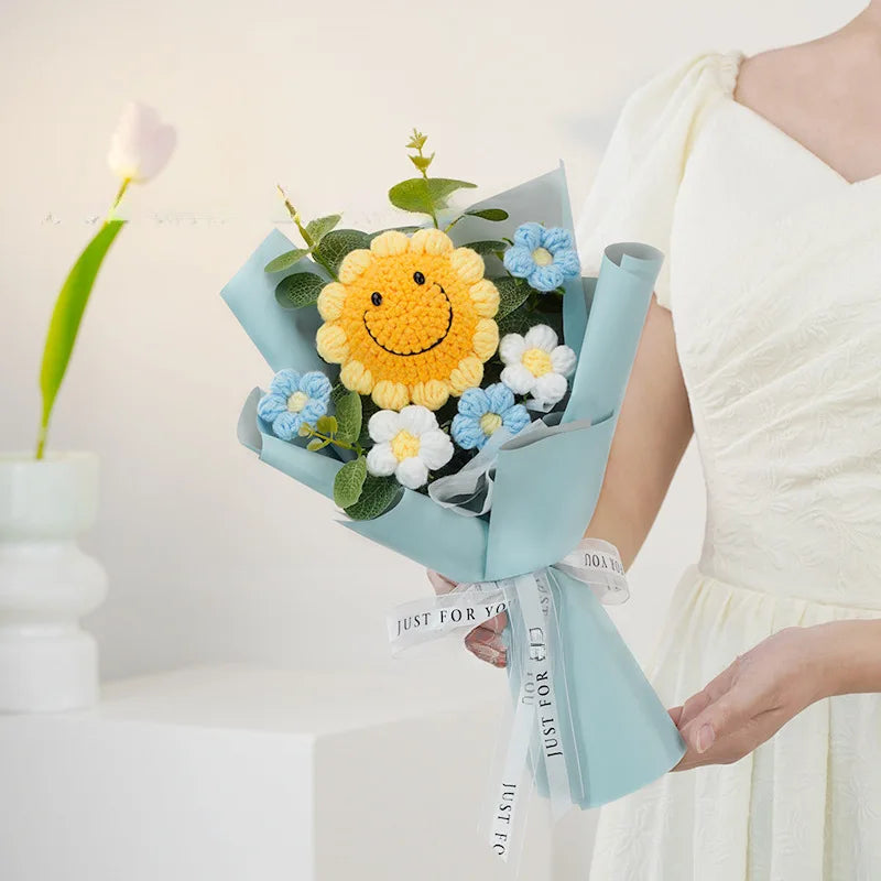 Ramo de Flores de Ganchillo de Hilo Hecho a Mano | Decoración Floral Eterna