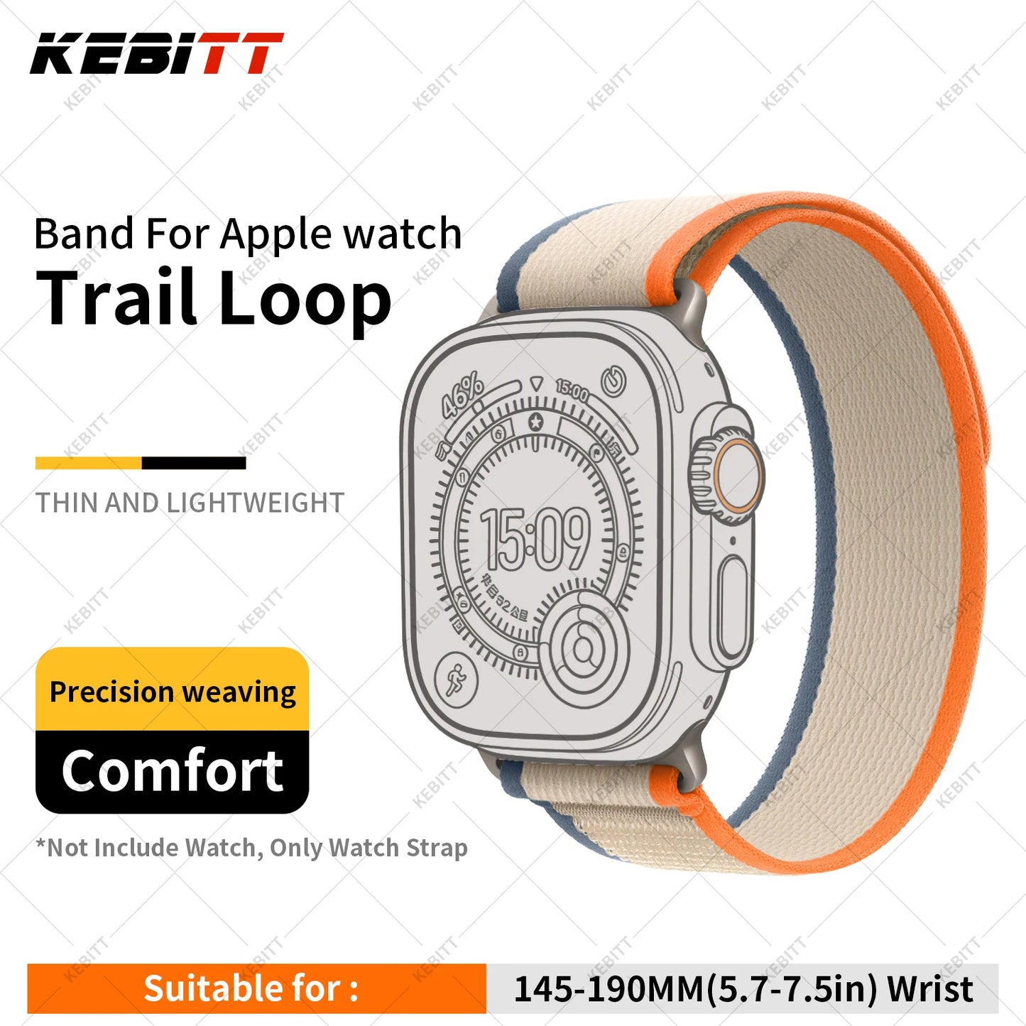 High-Quality Nylon Strap for Smartwatches | Natural Titanium Finish