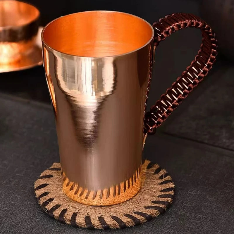 Vintage Copper Coffee Cup | Handcrafted Hammered Design Mug