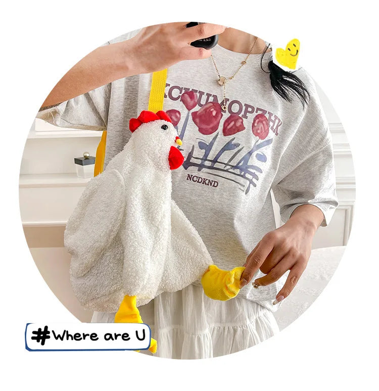 Chickens Shape Crossbody Purse | Cute Plush Handbag for Women