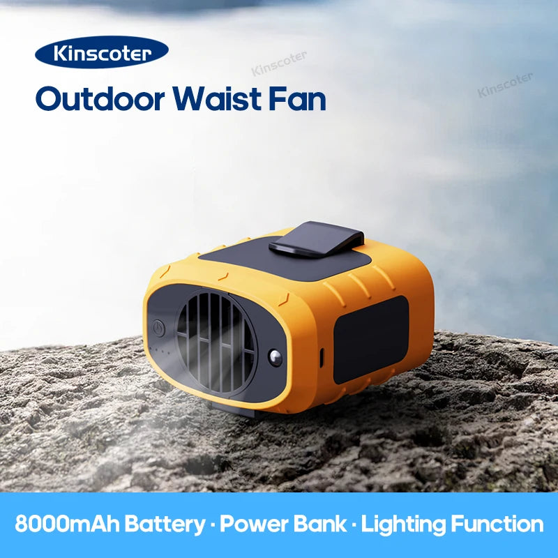 8000mAh Outdoor Waist Fan | Portable Bladeless Neck Fan with Lights