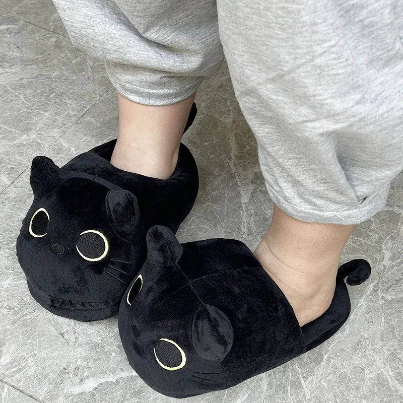 Cute Cartoon Cat Plush Slippers | Cozy Winter Indoor Footwear