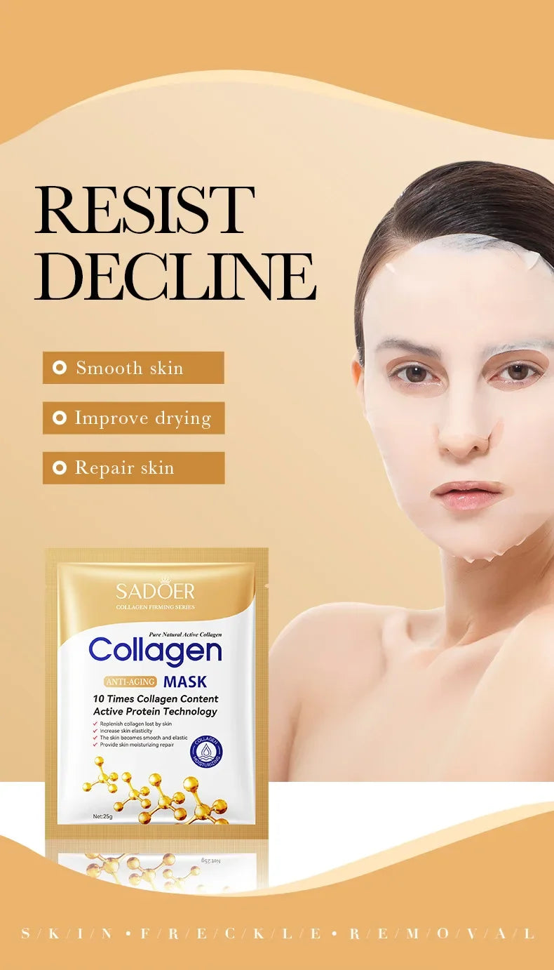 10pcs Collagen Anti-Aging Face Masks | Moisturizing & Revitalizing