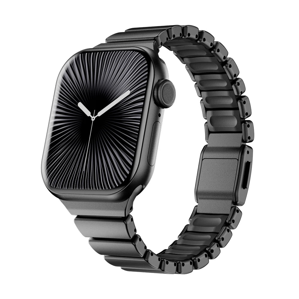 Slim Stainless Steel Rubber Strap for Apple Watch - Versatile & Stylish