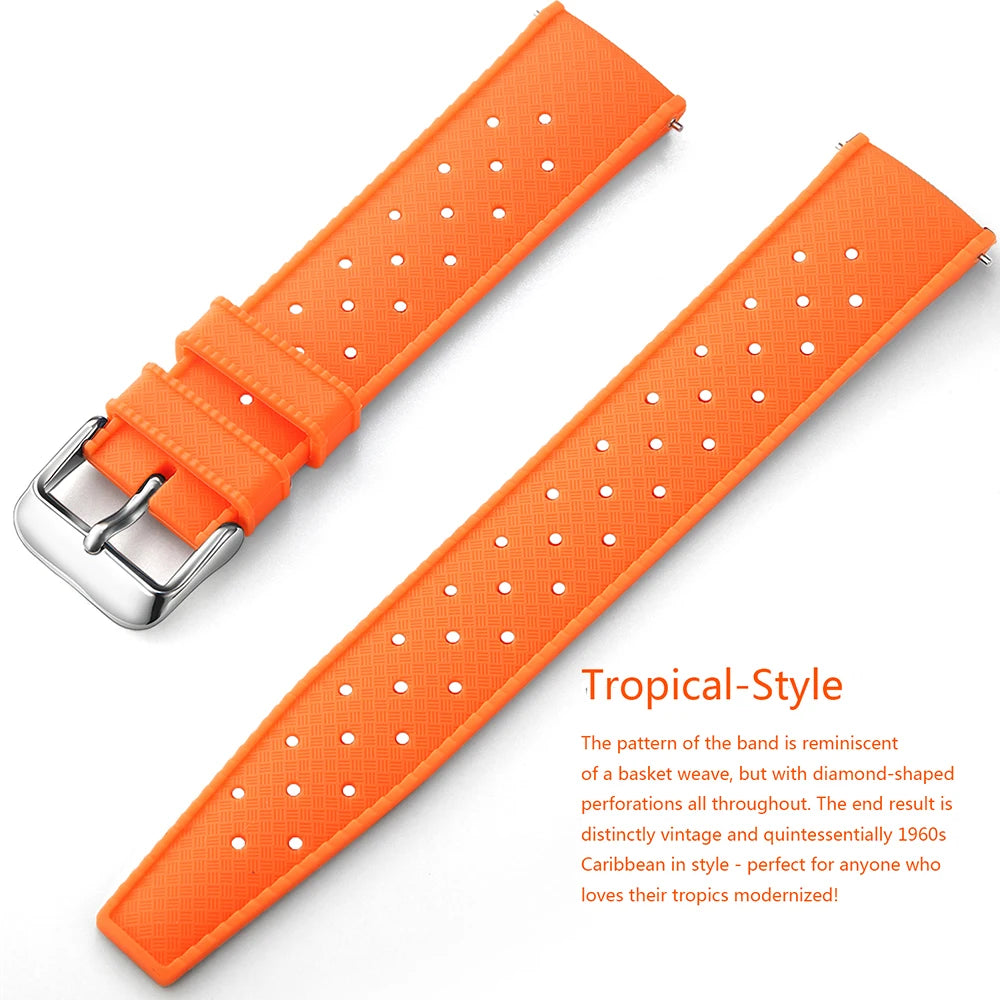 Tropical Silicone Watch Band | Quick Release Rubber Strap