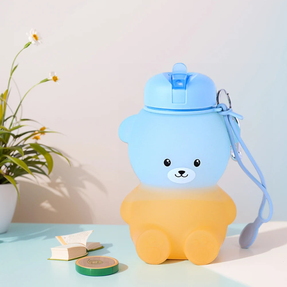600ml Collapsible Water Bottle | Cute Bear Water Bottle for Sports