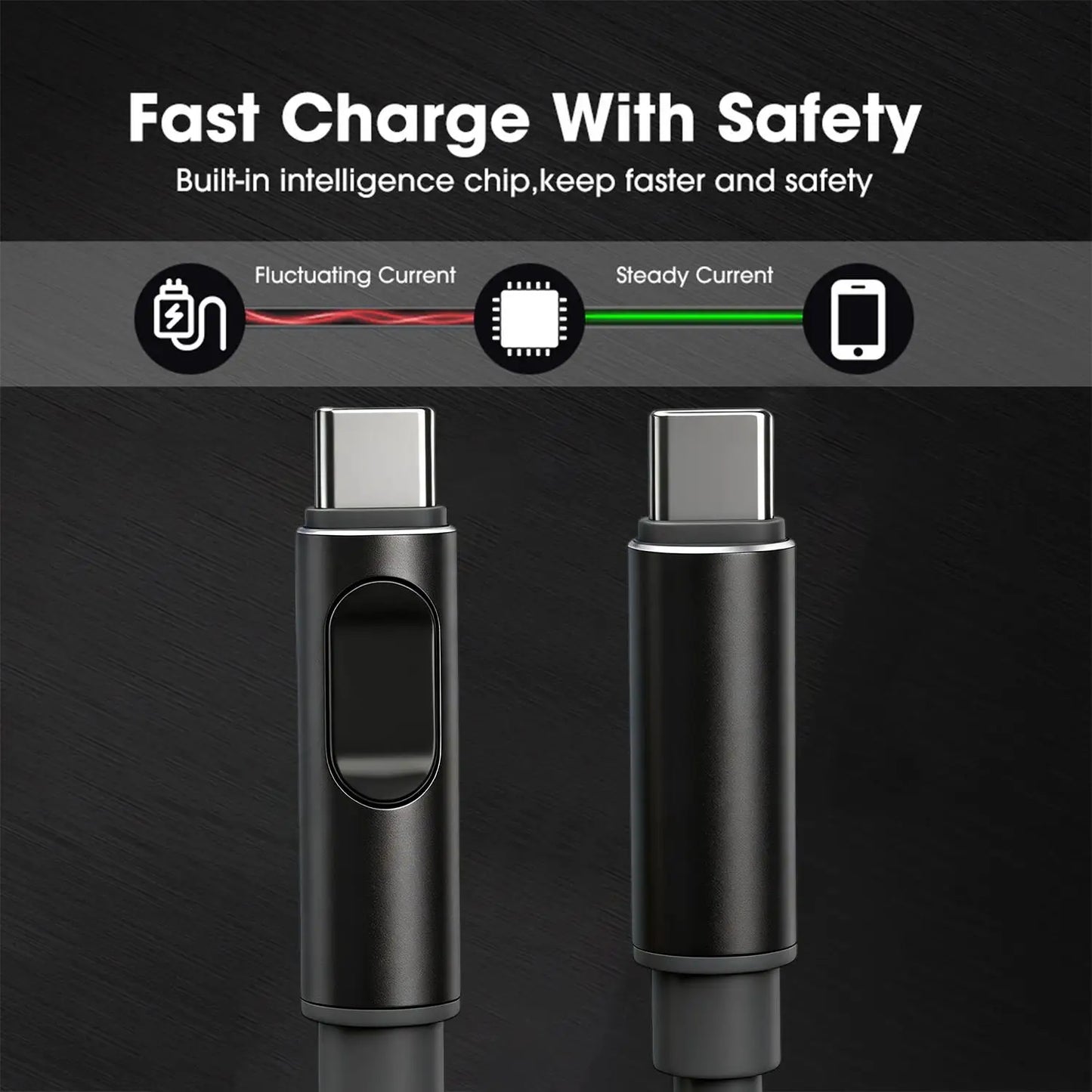USB C To Type-C Charger Cable 240W High-speed Quick Charging LED Digital Display Data Line for IPhone 17 Samsung Xiaomi Huawei