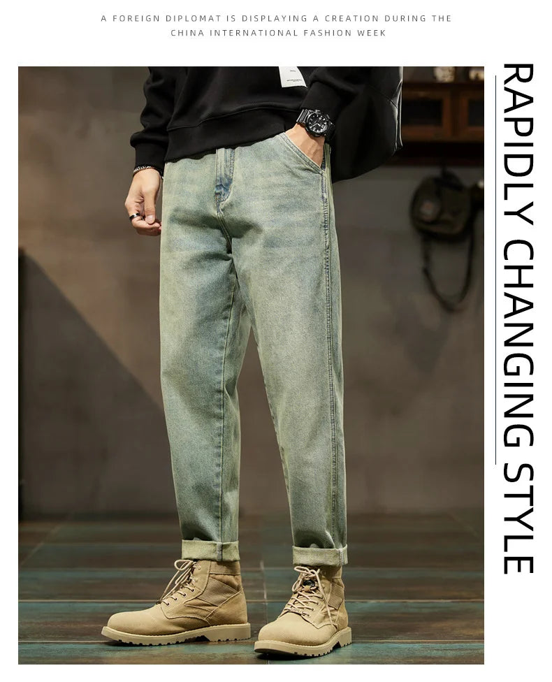 Men's Retro Loose Harem Denim Pants | Stylish Versatile Cargo Trousers
