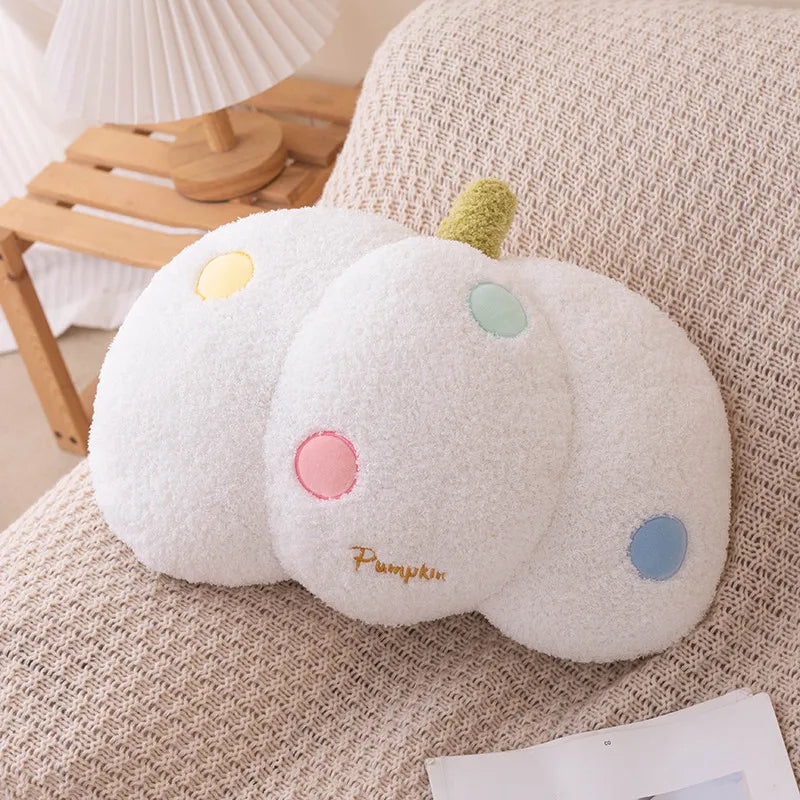 Soft Plush Rainbow Heart & Pumpkin Throw Pillow — Stuffed Hug Cushion Unicorn Plush Toy Massage Pillow for Girl Bedroom Decor
