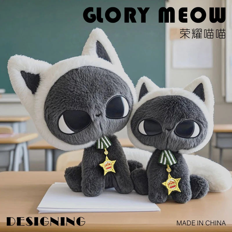 Kawaii Celestial Black Cat Plush Toy | Elegant Moonlight Design