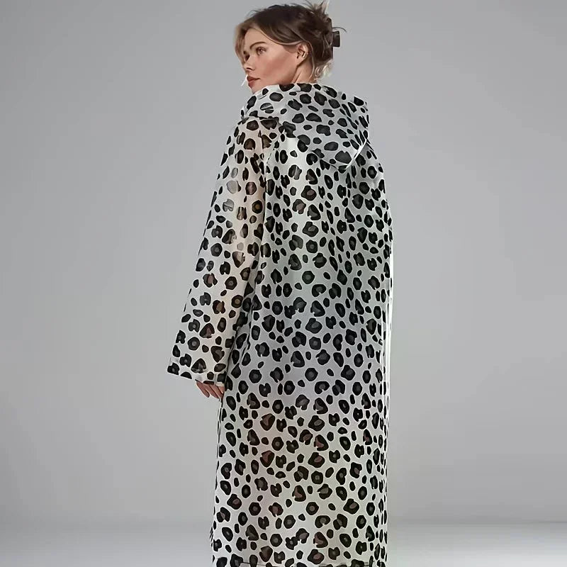 Lightweight Leopard Print Rain Poncho | Windproof & Packable