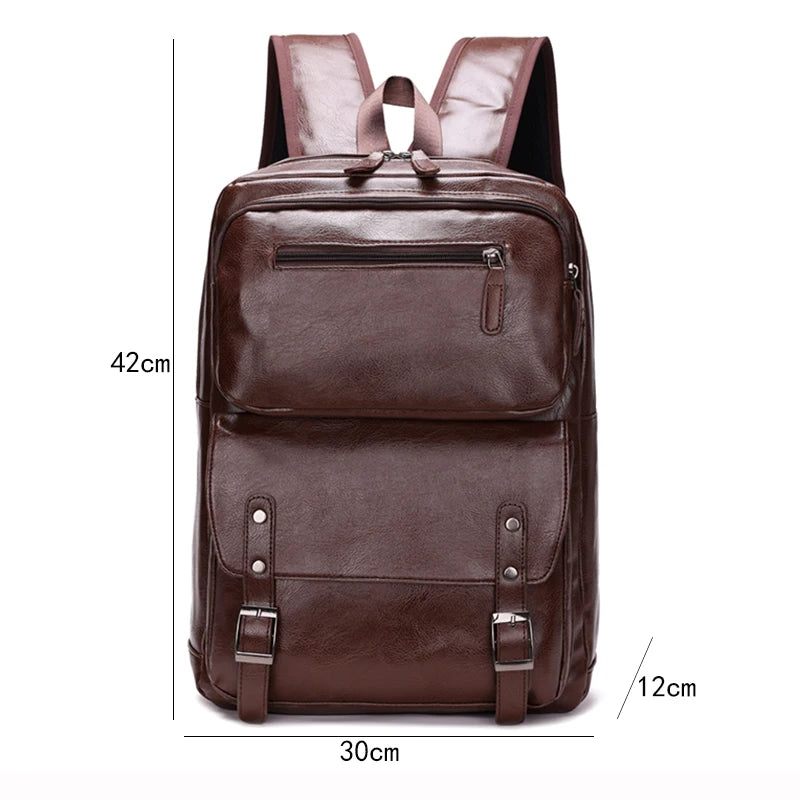 Men's Casual PU Leather Laptop Backpack | Stylish Travel Bags