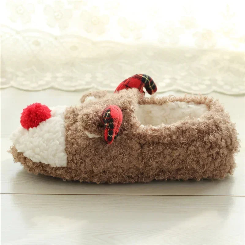 Women's Christmas Elk Plush Slippers | Cozy Winter House Footwear