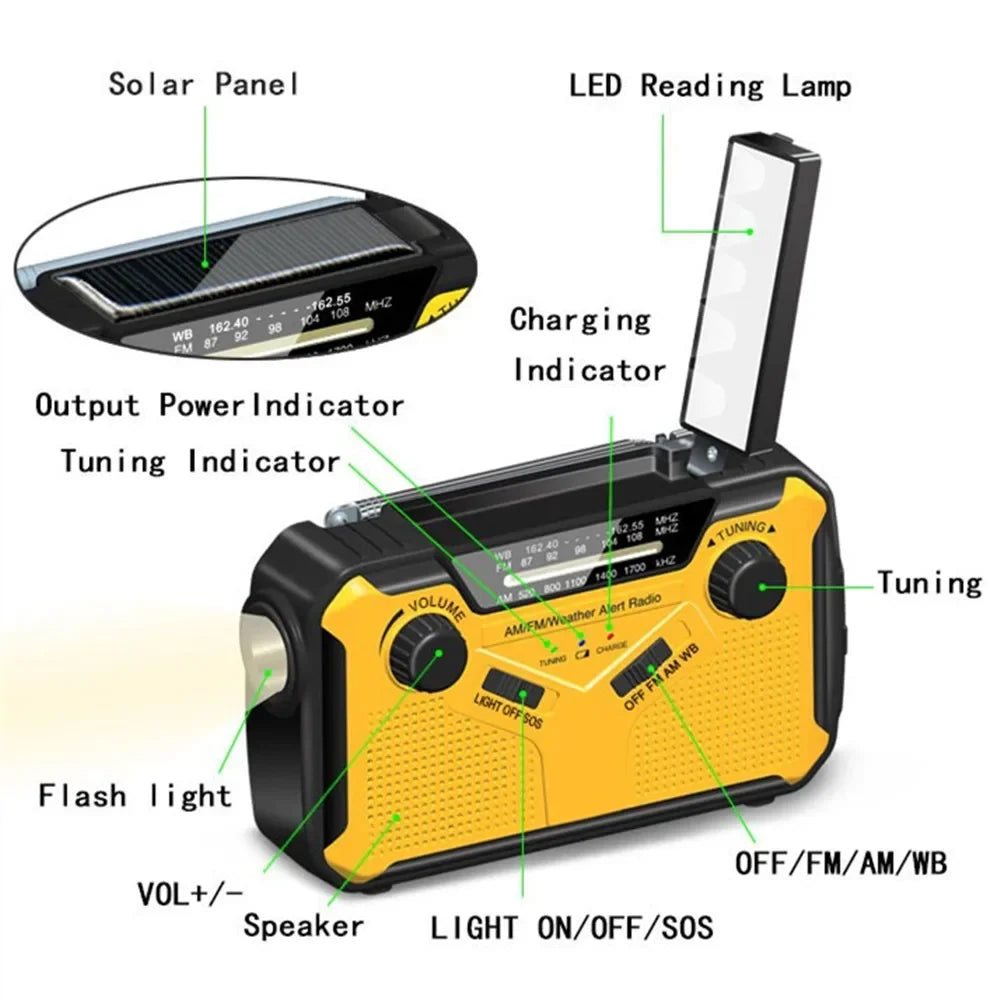 Portable Solar Energy AM FM Radio & Flashlight Emergency Power