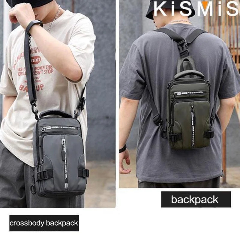 New Chest Bag Men's USB Charging Multi functional Fashion Casual One Shoulder Crossbody Sports Oxford Cloth Backpack