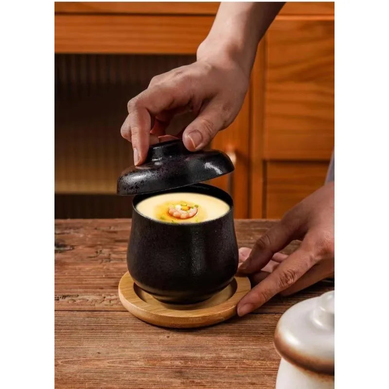 Japanese Ceramic Small Stew Pot Set | Creative Tableware for One