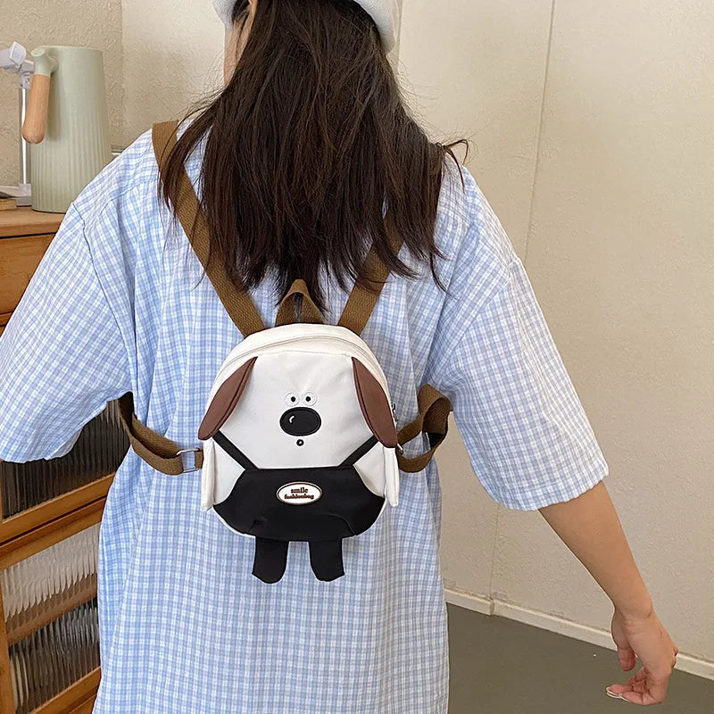 Cute Cartoon Dog Mini Backpack | Adjustable Canvas Travel Bag