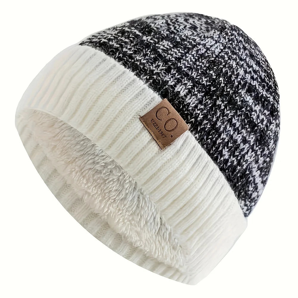 Unisex Warm Lined Knit Beanie | Cozy Brimless Ski Hat for Winter