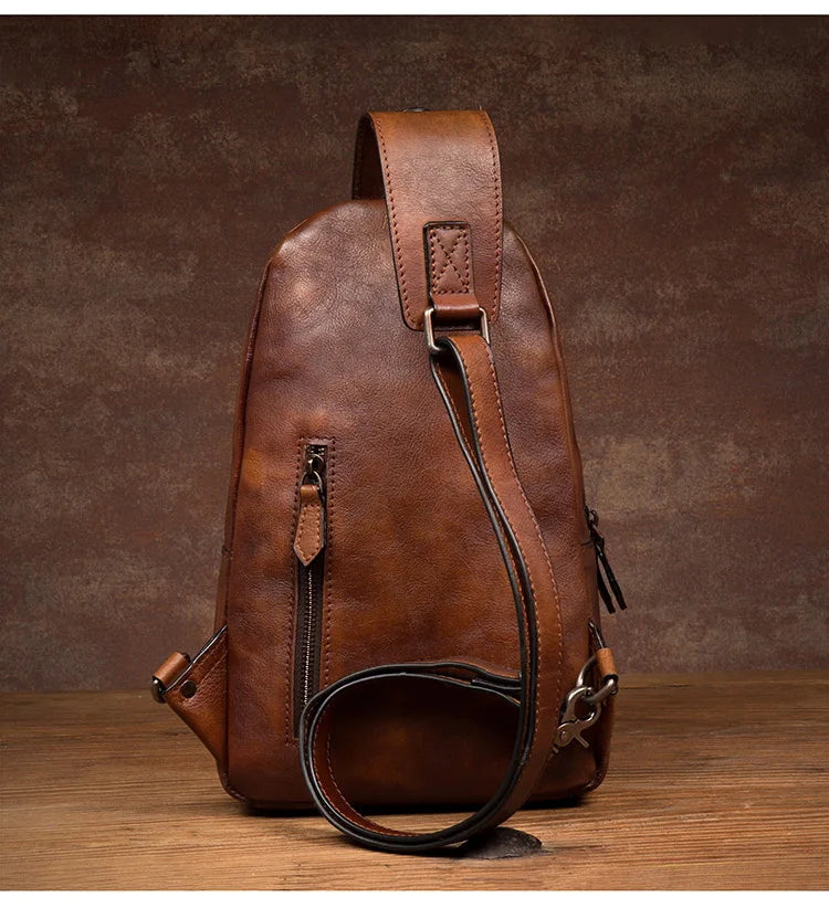 Large-Capacity Leather Chest Bag for Men | Casual Shoulder Bag