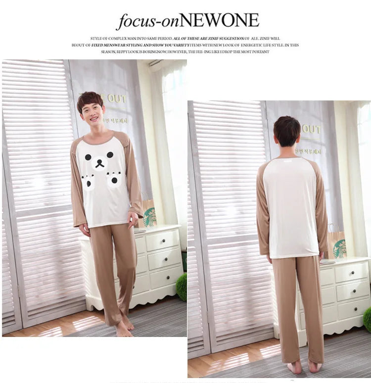 Men's Striped Long-Sleeved Pajamas | Comfortable Sleepwear Set