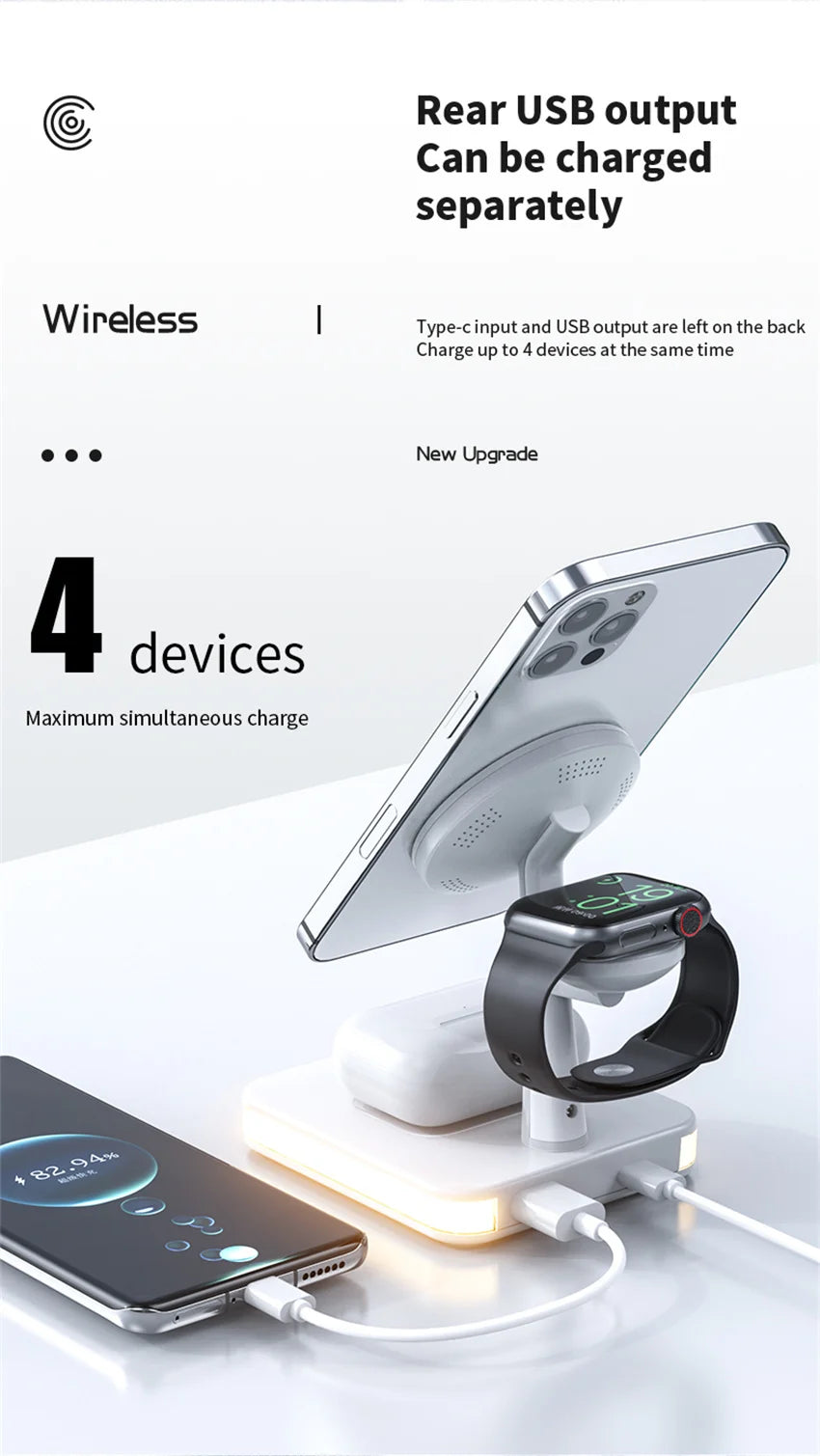 3 in 1 Magnetic Wireless Charger | Fast Charging Dock Station
