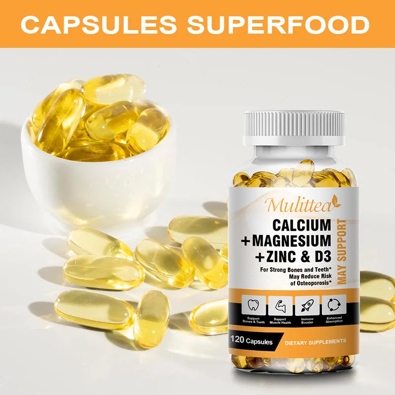 Calcium Magnesium Zinc Vitamin D3 Capsules for Bone & Immune Support