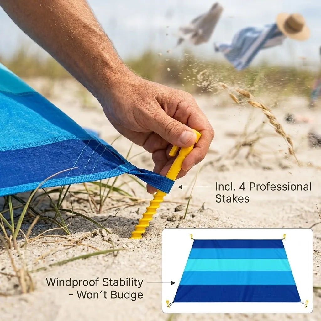 Oversized Beach Blanket | Sand-Free & Water-Resistant Picnic Mat