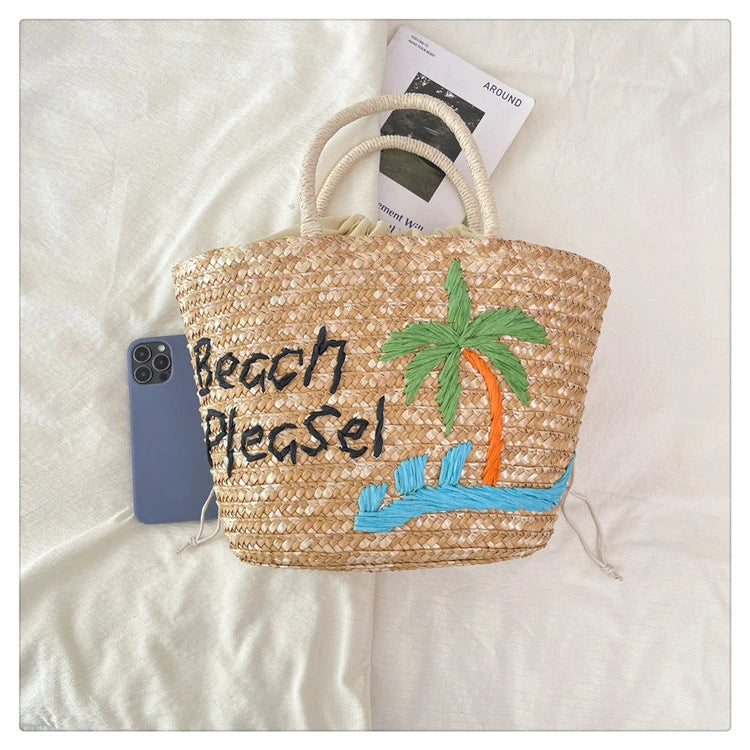 Casual Sweet Tote Bags | Perfect Straw Embroidery Shoulder Bag