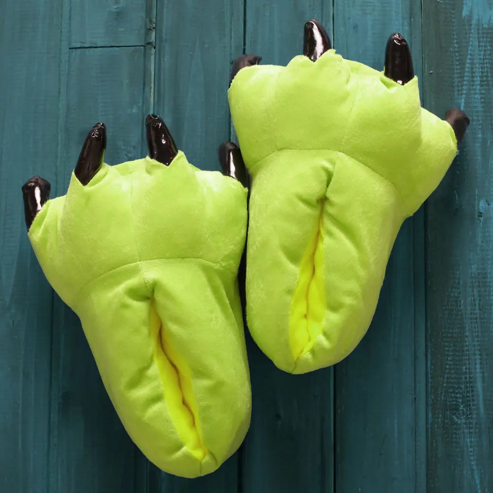 Animal Paw Plush Slippers | Cozy Dinosaur & Monster Indoor Shoes