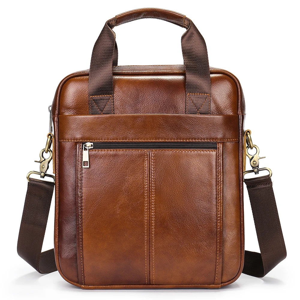 Bolso bandolera de cuero genuino para hombre | Elegante maletín para portátil