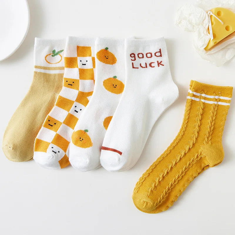 Cute Women Fruit Print Socks Set | Kawaii Casual Accessories