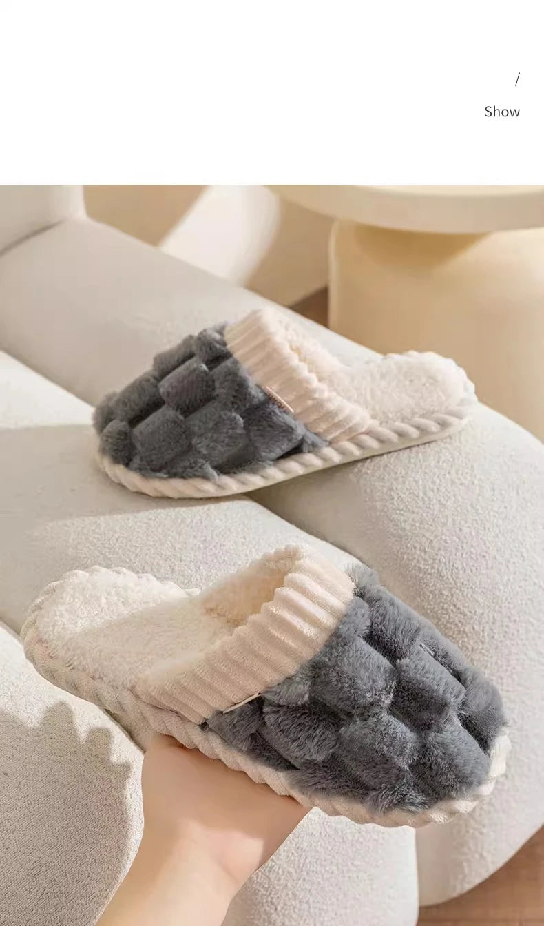 Cozy Warm Plush Cotton Slippers | Anti-Slip Indoor Footwear