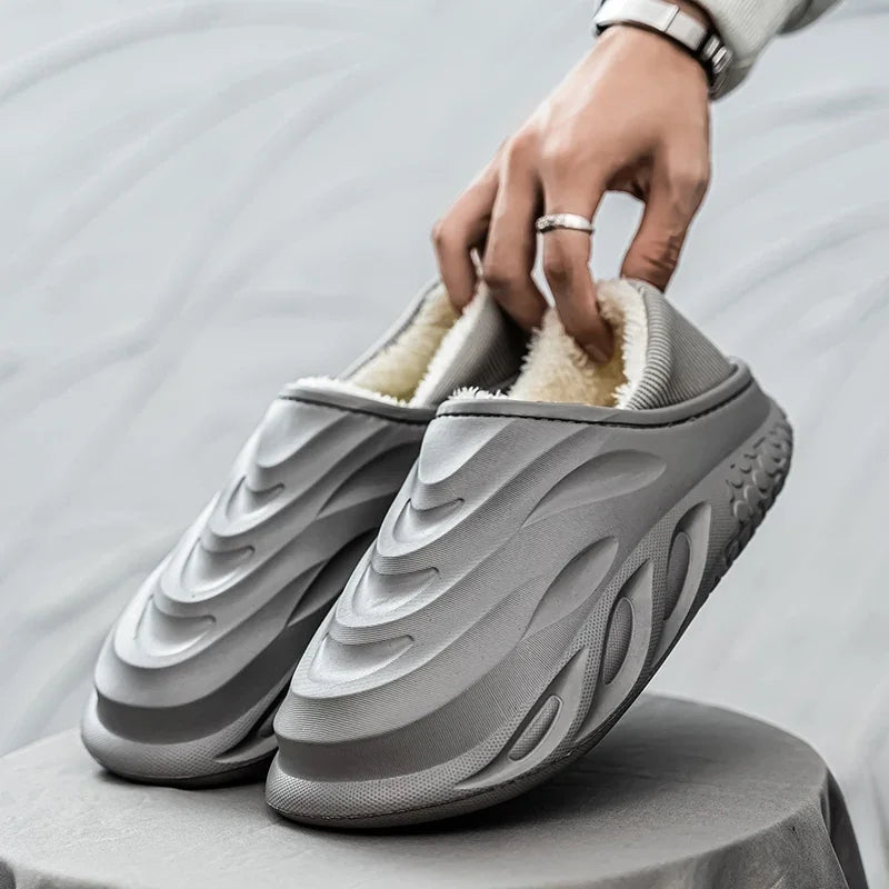 Men’s Velvet-Lined Winter Slippers | Cozy Non-Slip House Shoes