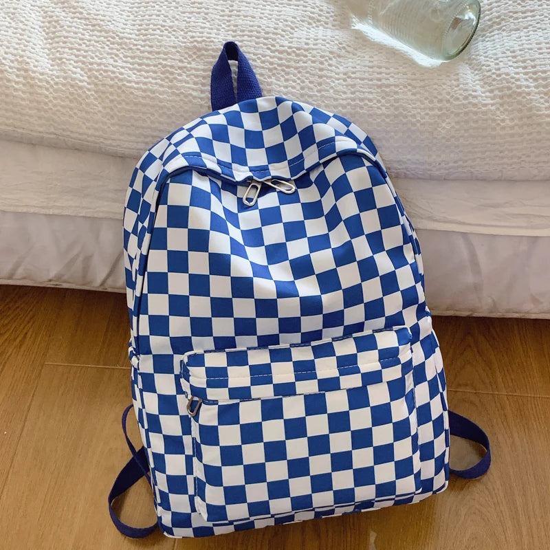 Fashionable Checkerboard Laptop Backpack for Women | Multi Pocket