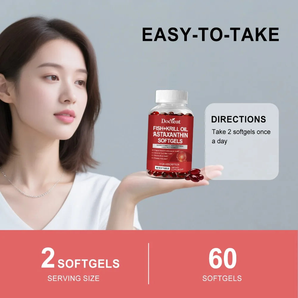 Fish & Krill Oil Softgels with Omega-3 | Antioxidant Support