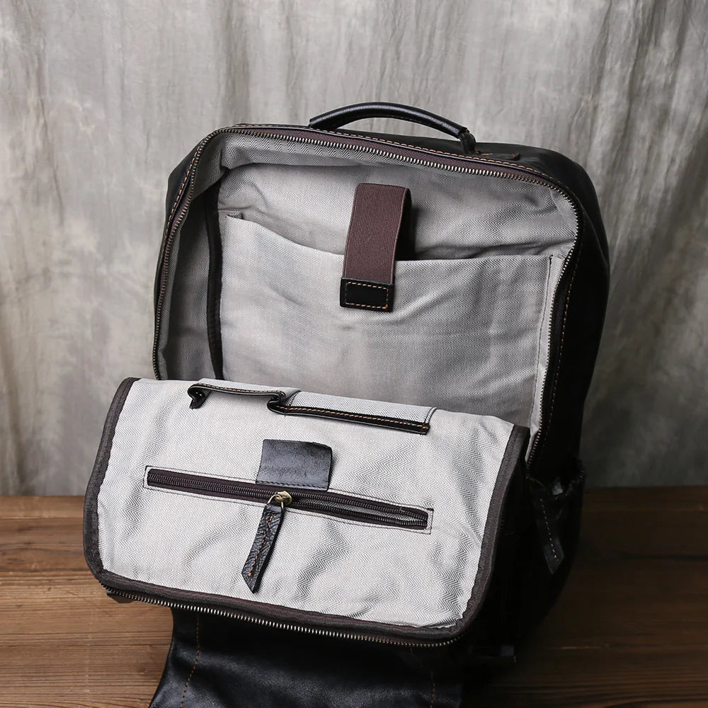 Retro Men's Leather Backpack | Spacious Vintage Computer Bag